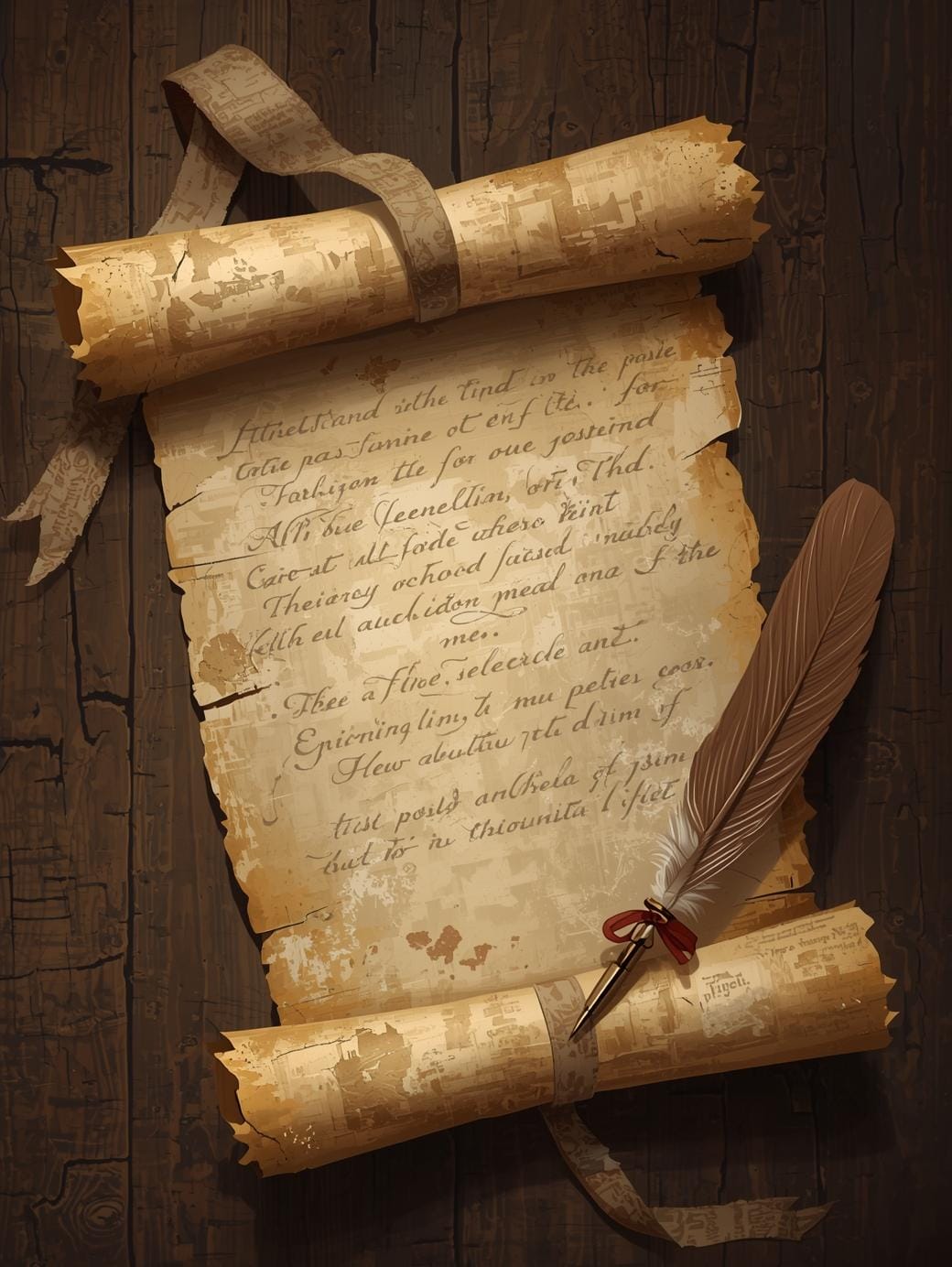 Antique parchment scroll rolled out on a desk, evoking the formality and permanence of traditional wills.