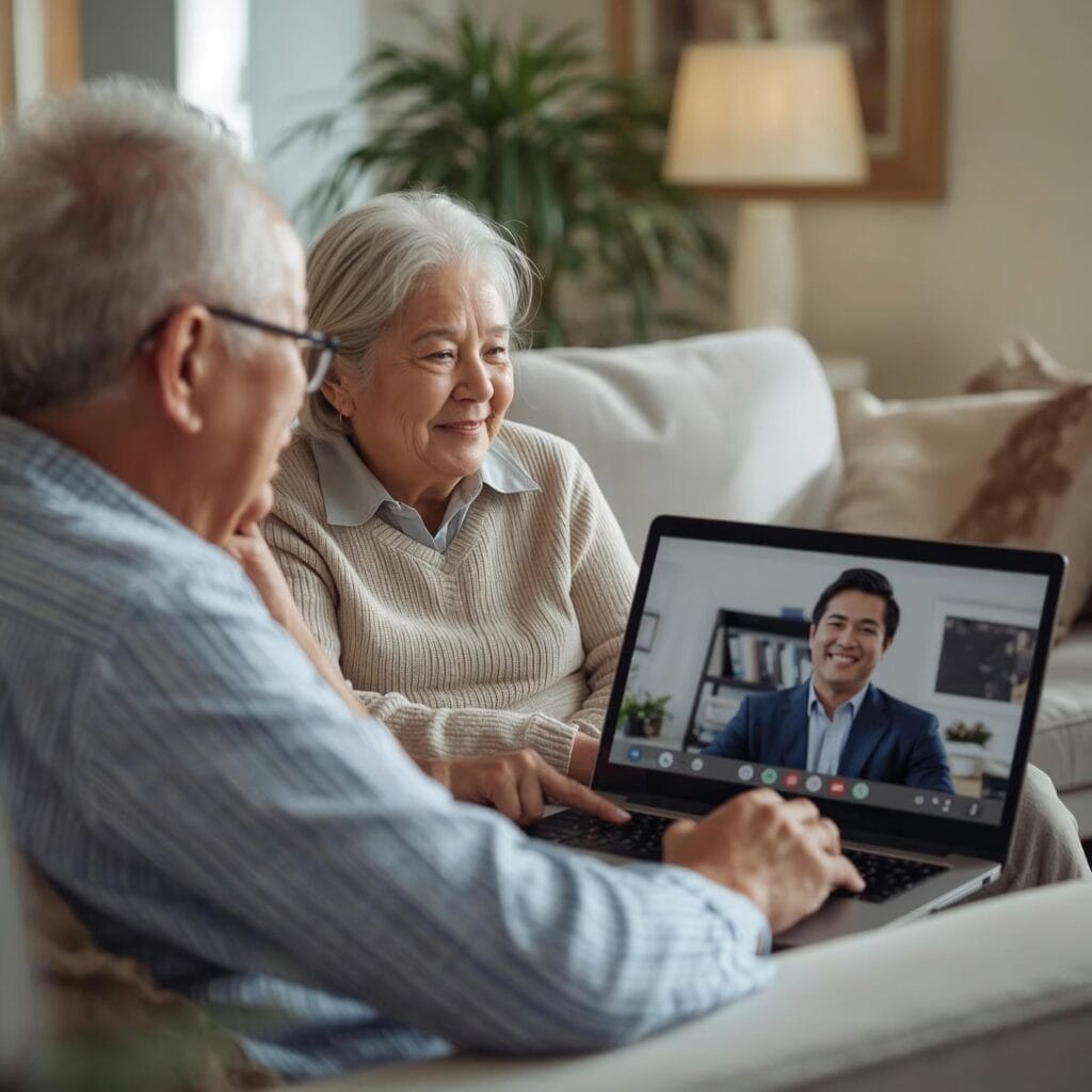 Retirement Planning in Tampa, FL 3 Older couple meeting virtually with a financial planner on a video call to review their financial plan.