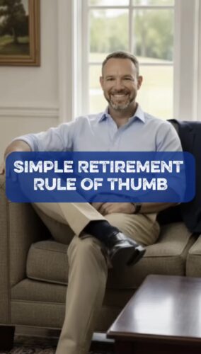 Financial advisor sitting on a couch, ready to explain a simple retirement rule of thumb