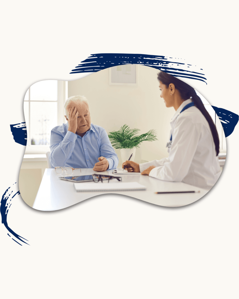 Senior man consulting with doctor about Medicare Advantage plan coverage options