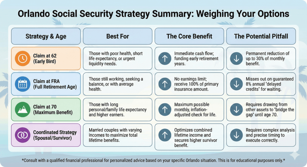 The Orlando Guide to What Age to Collect Social Security. 1 Orlando Social Security Strategy what age to claim