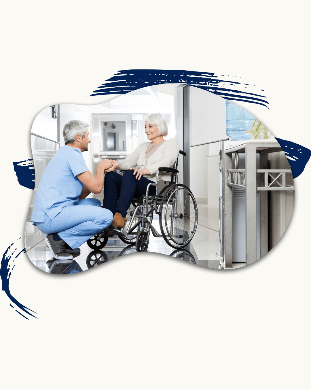 Senior woman in wheelchair receiving care from nurse representing long term care planning and retirement protection strategy in Florida and Orlando