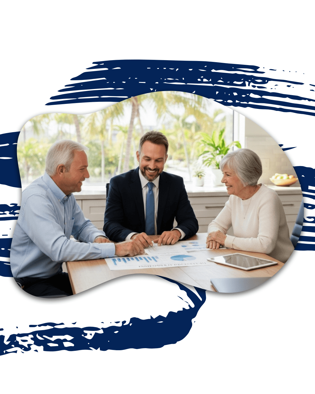 Roger Fishel meeting with clients during a retirement clarity session in Florida, reviewing retirement income and planning strategies together