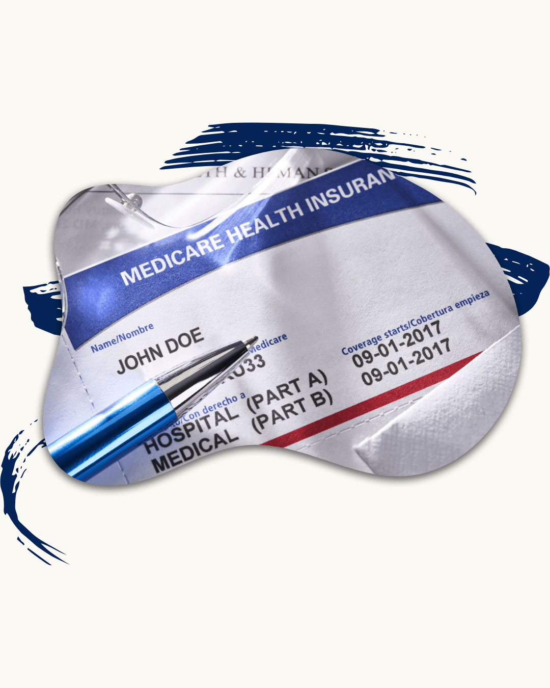 Medicare health insurance card with pen representing Medicare planning and retirement healthcare strategy in Florida and Orlando