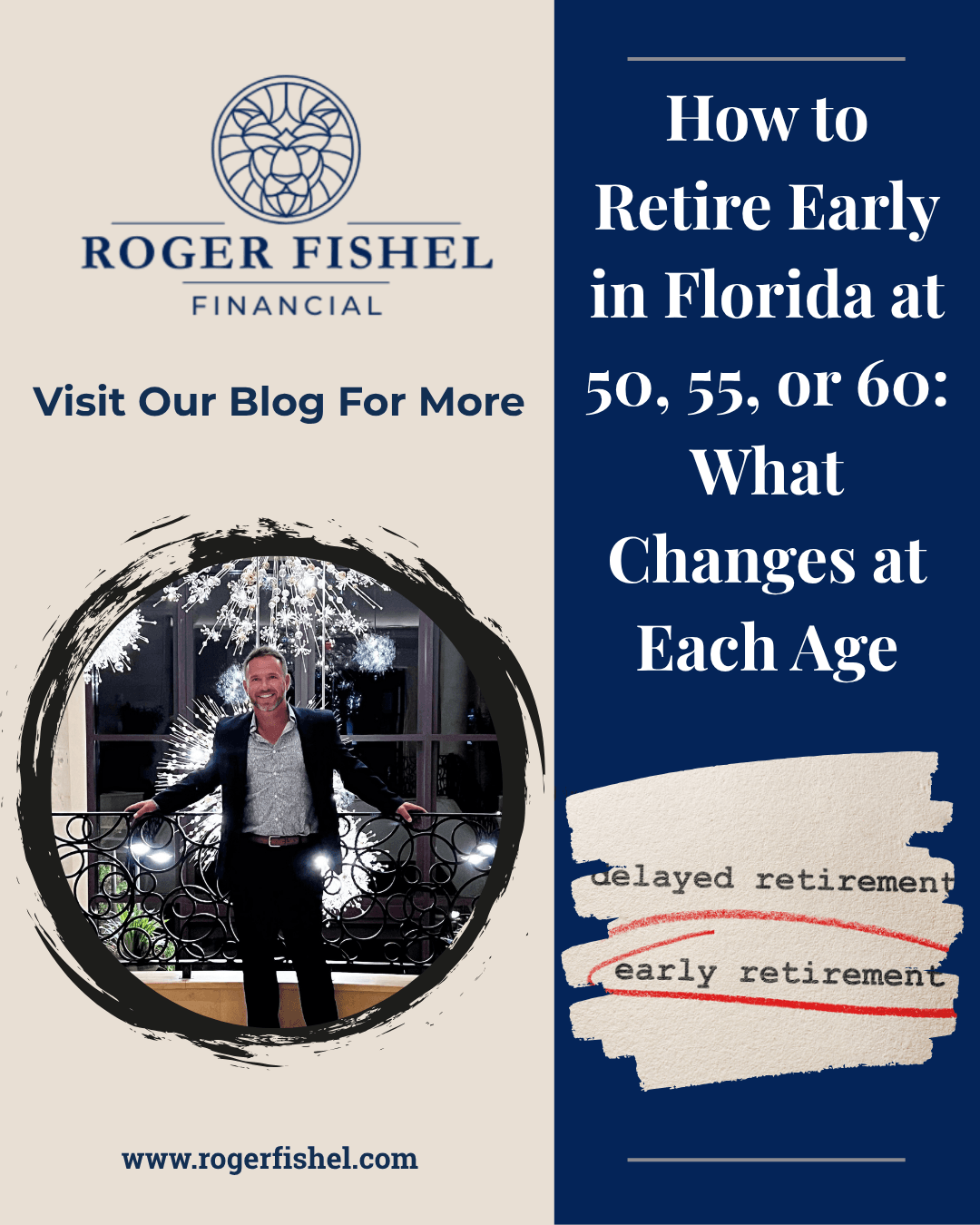 How to retire early in Florida at age 50, 55, or 60 with retirement planning guidance from Roger Fishel Financial.