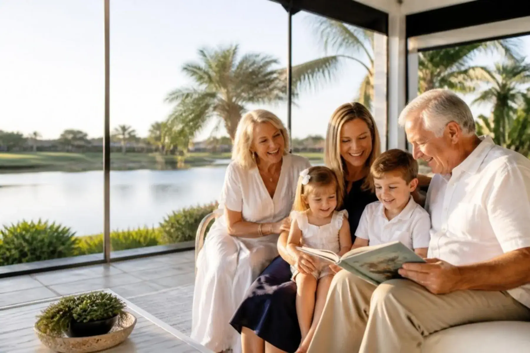 Estate Planning 3 Grandparents with their daughter and grandchildren on the lanai of their Florida home
